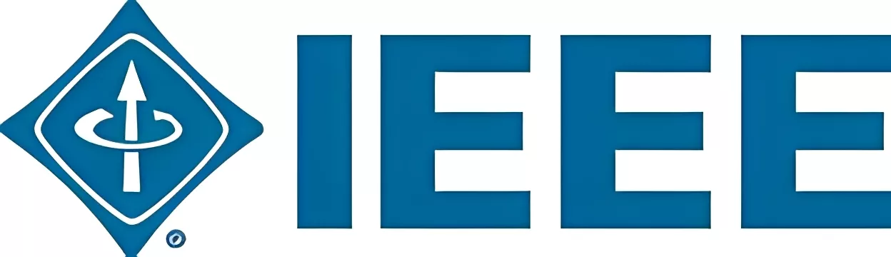 IEEE logo with blue text and symbol.